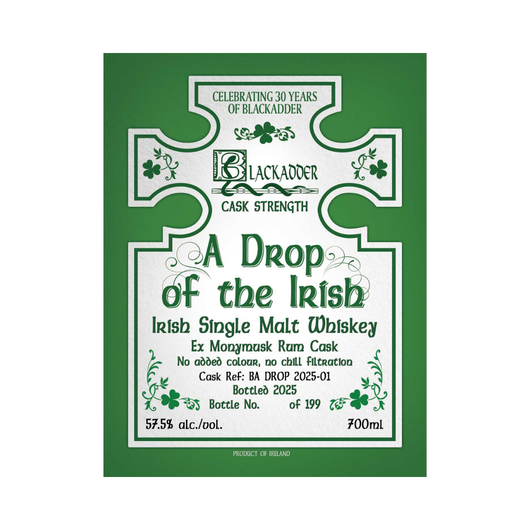 Drop of the Irish Ref:BA DROP 2025-01 Ex-Monymask Rum Cask by Blackadder 싱글 몰트 스카치 위스키