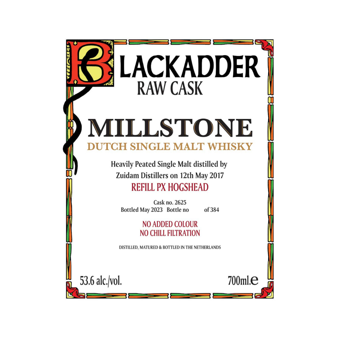 Millstone 6 Year Old 2017-2023 Heavily Peated Refill PX Hogshead #2625 Raw Cask by Blackadder Single Malt Dutch Whisky
