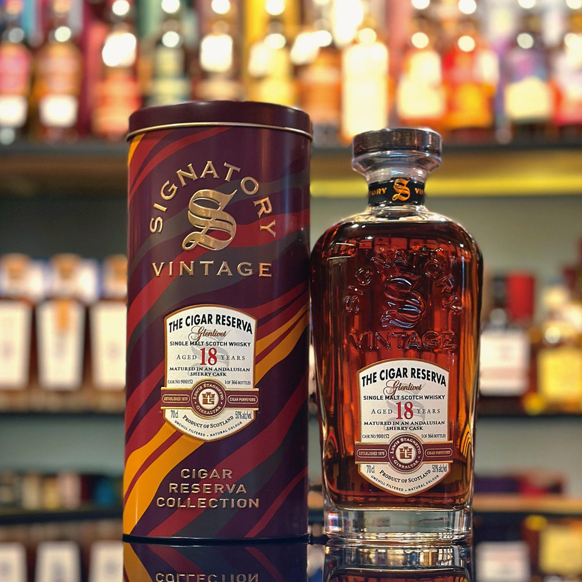 Glenlivet 18 Year Old Andalusian Sherry Cask #900152 The Cigar Reserva by Signatory Vintage Single Malt Scotch Whisky