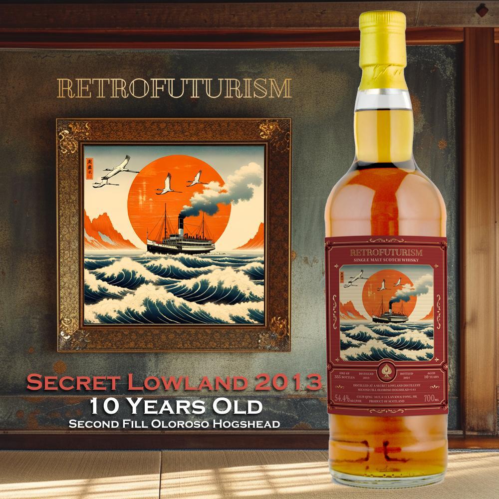 Secret Lowland 10 Year Old 2013-2024 “Retrofuturism #3” by Club Qing Single Malt Scotch Whisky