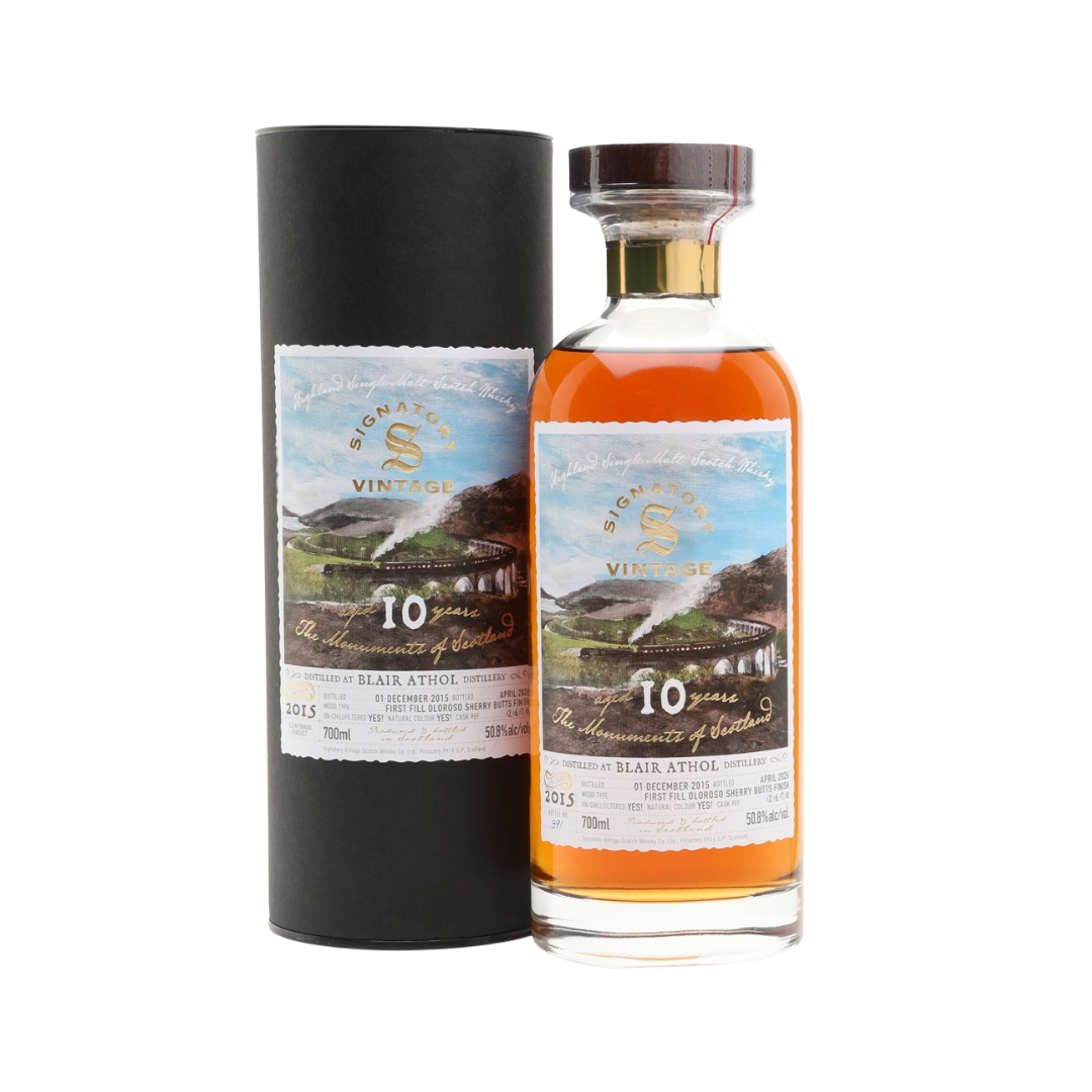 Blair Athol 10 Year Old 2015-2026 First-fill Oloroso Sherry Butt Finish "The Monuments of Scotland" by Signatory Vintage Single Malt Scotch Whisky