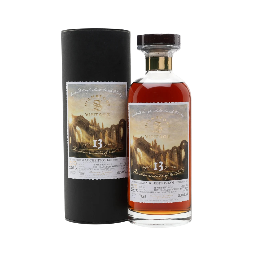 Auchentoshan 13 Year Old 2013-2026 First-fill Oloroso Sherry Butt Finish "The Monuments of Scotland" by Signatory Vintage Single Malt Scotch Whisky