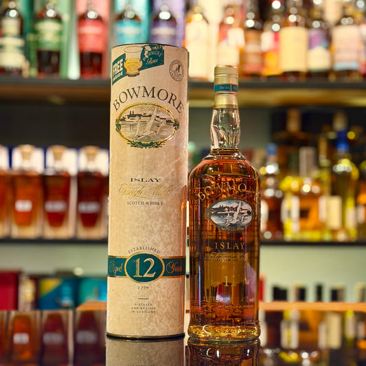 Bowmore 12 Year Old Single Malt Scotch Whisky (1990s Glass-Printed Label Bottling) (1000ml)
