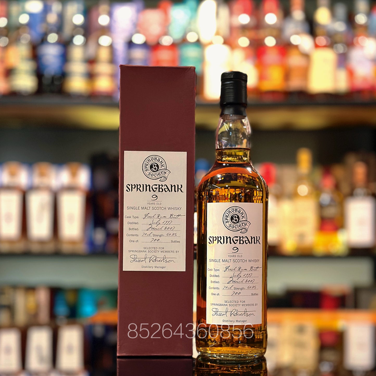 Springbank 9 Year Old 1997-2007 Fresh Rum Butt selected for Springbank Society Members Single Malt Scotch Whisky