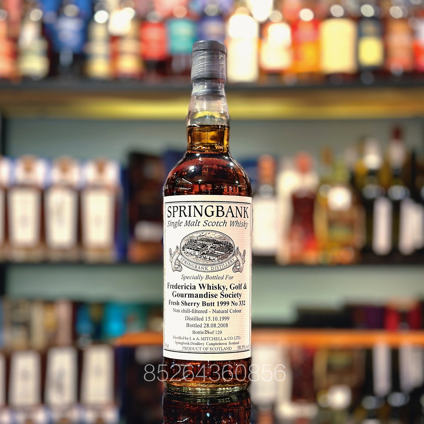 Springbank 8 Year Old 1999-2008 Fresh Sherry Butt #332 bottled for Fredericia Whisky Golf & Gourmandise Society Single Malt Scotch Whisky