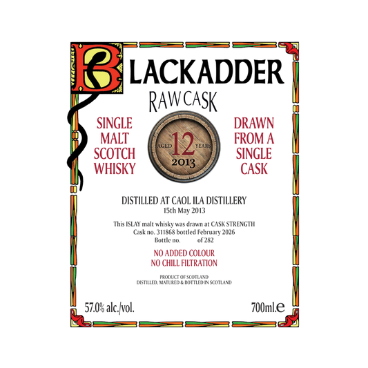 Caol Ila 12 Year Old 2013-2026 Cask #311868 Raw Cask by Blackadder Single Malt Scotch Whisky