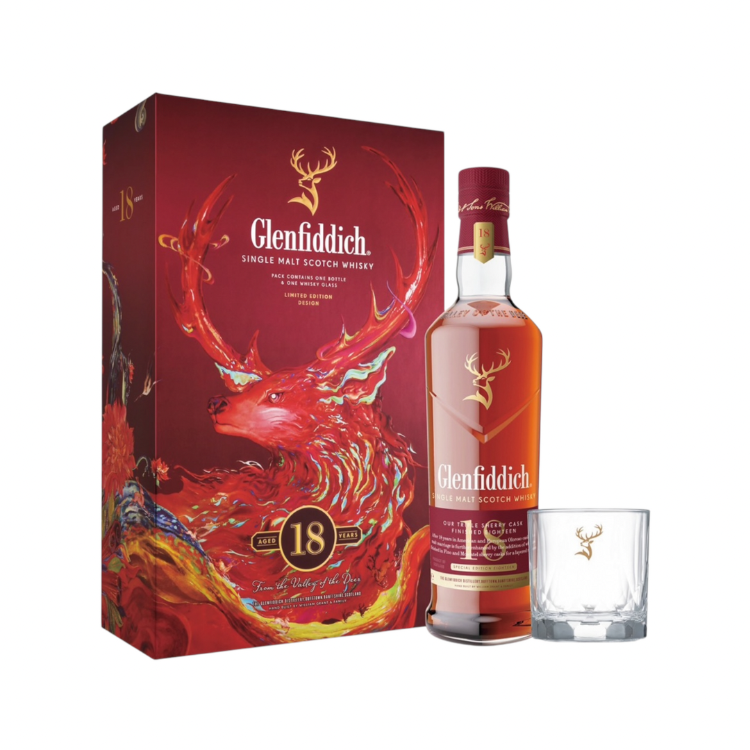 Glenfiddich 18 Year Old Triple Sherry Cask Single Malt Scotch Whisky (CNY Giftset)