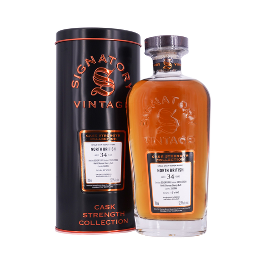 North British 34 Year Old 1991-2026 Refill Oloroso Sherry Butt #262086 by Signatory Vintage Single Grain Scotch Whisky